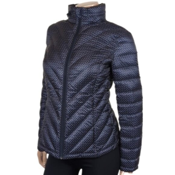 Tommy Hilfiger Navy Polka Dot Puffer Jacket Down Filled Packable Winter Coat - Picture 1 of 14